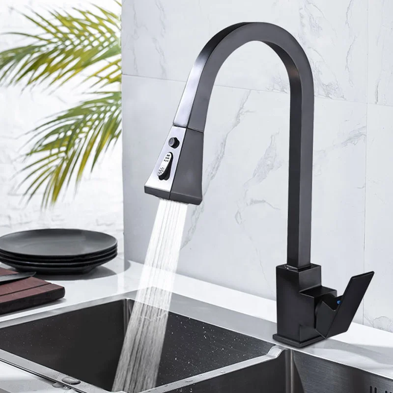 2022 kitchen faucet luxury brass water tap modern kichen kitchen taps brass pull out sprayer kitchen mixer sink faucets