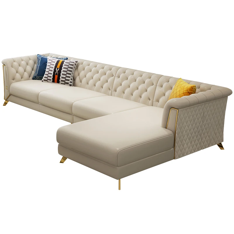 Living Room Furniture New Model European Style Solid Wood Frame Sectional Reclining Sofa