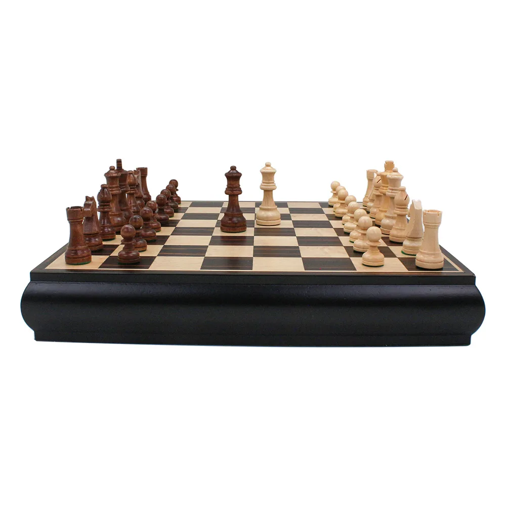 premium wooden chess backgammon chess set game with 2 drawers