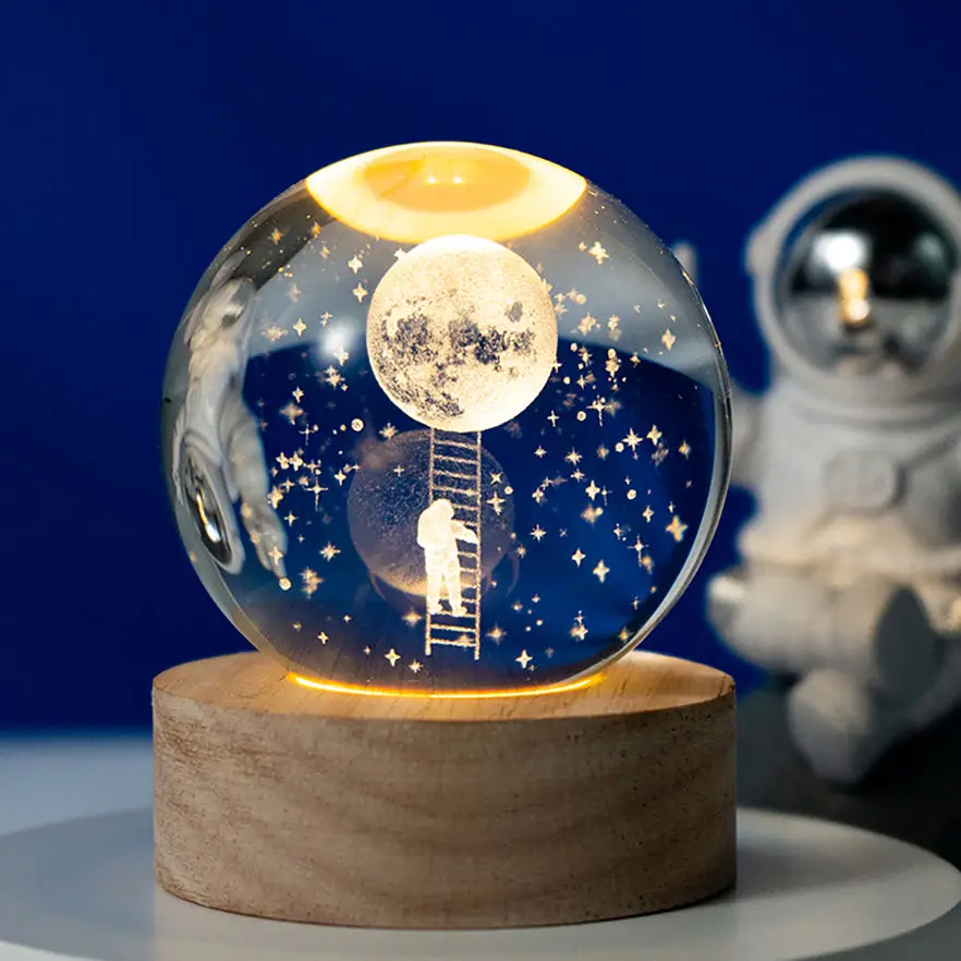 Crystal Ball Night Light 3D Art Lamp Led Glowing Crystal Ball Night Light