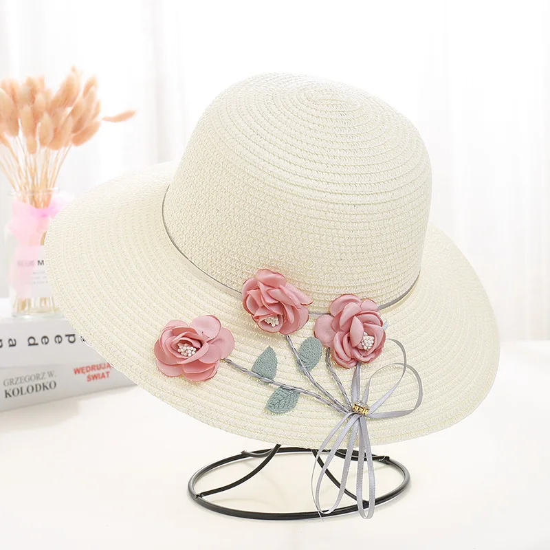 Wholesale ladies straw visor hat ladies bucket hat beach summer beach big floppy straw hats