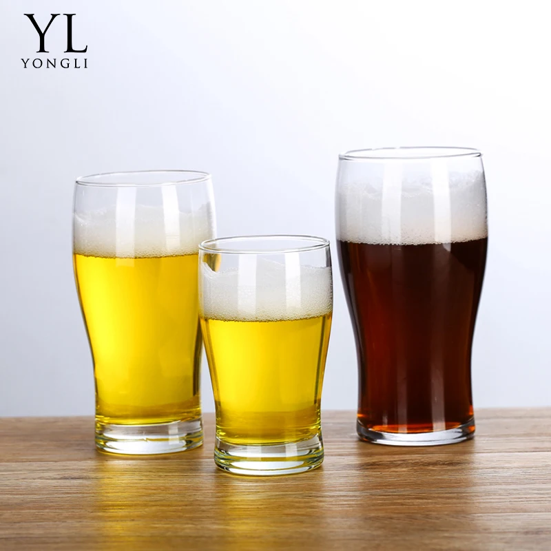 500 ML Wholesale factory Mouth Blown High Quality Clear Beer Glass With Decal Hot Sale Beer Glass