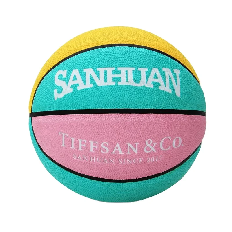 Aolan colorful PU Leather basketball indoor outdoor size 7 6 5 4 custom logo white black bladder basketball ball
