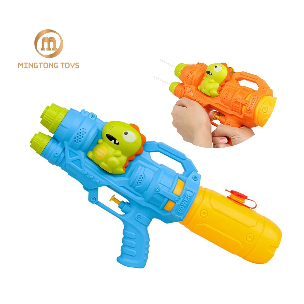 Children Cartoon Dinosaur Large Capacity Water Storage Tank Single Double Nozzle Plastic Water Gun Toy