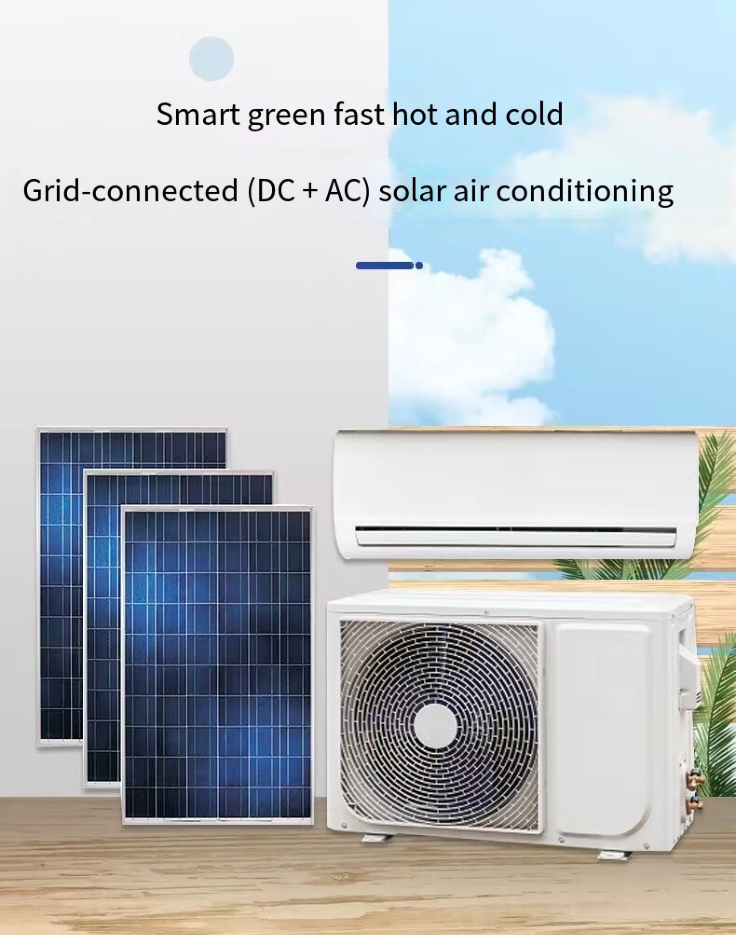 Hot selling new energy ACDC 30000BTU 4HP photovoltaic panel 4P single cooling grid-connected solar air conditioner