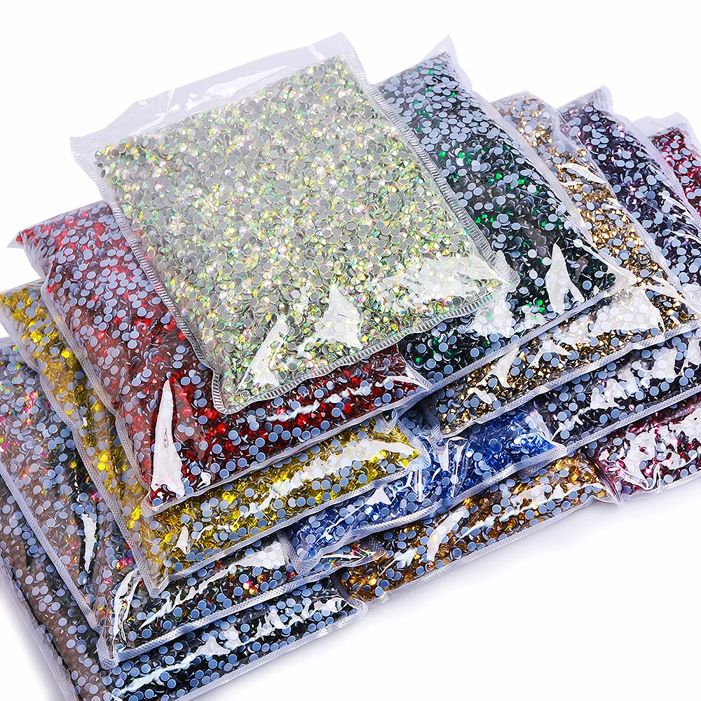 14400PCS Hot Fix Crystal Rhinestone SS10 Bulk Flat Back 12 Cut Facets Glass Rhinestones For Garment Dress