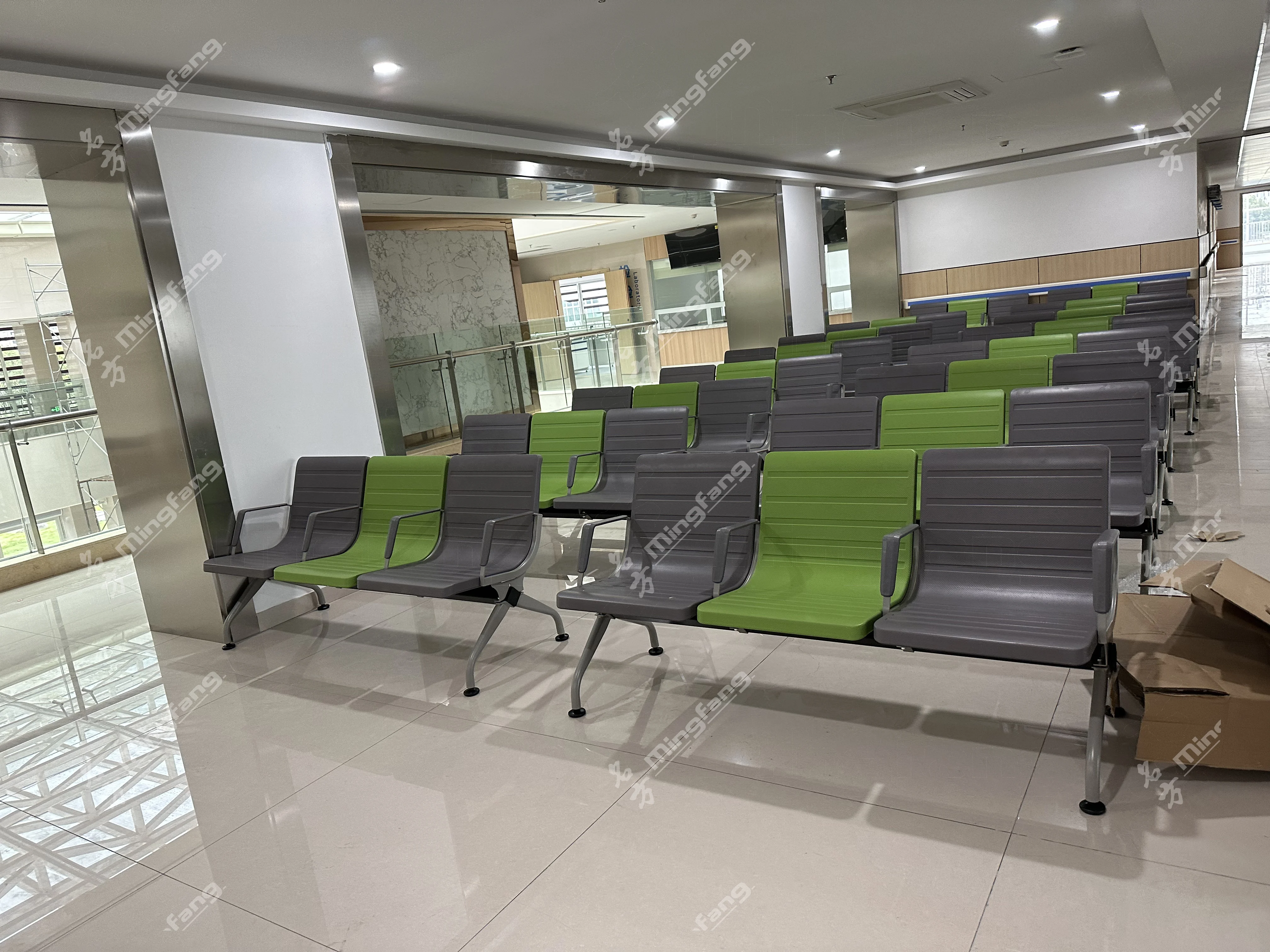 Mingfang 3 Seater PU Airport Chair for Waiting Area Salon Reception Chair Waiting Bench Beauty