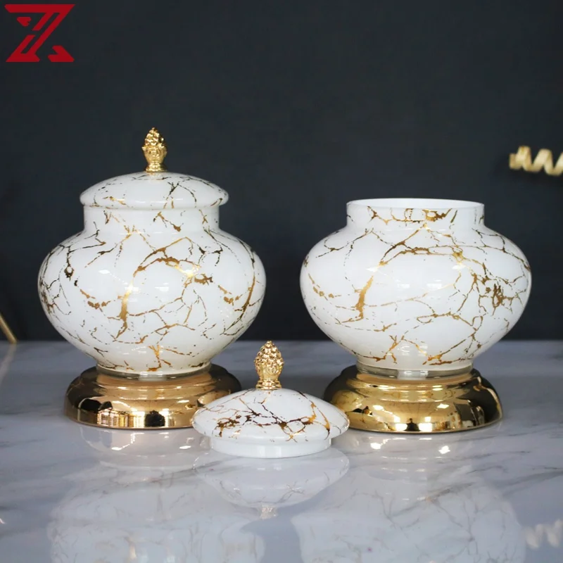 hot selling glass interior decoration set white gold decal ornaments home decoration for gift crafts