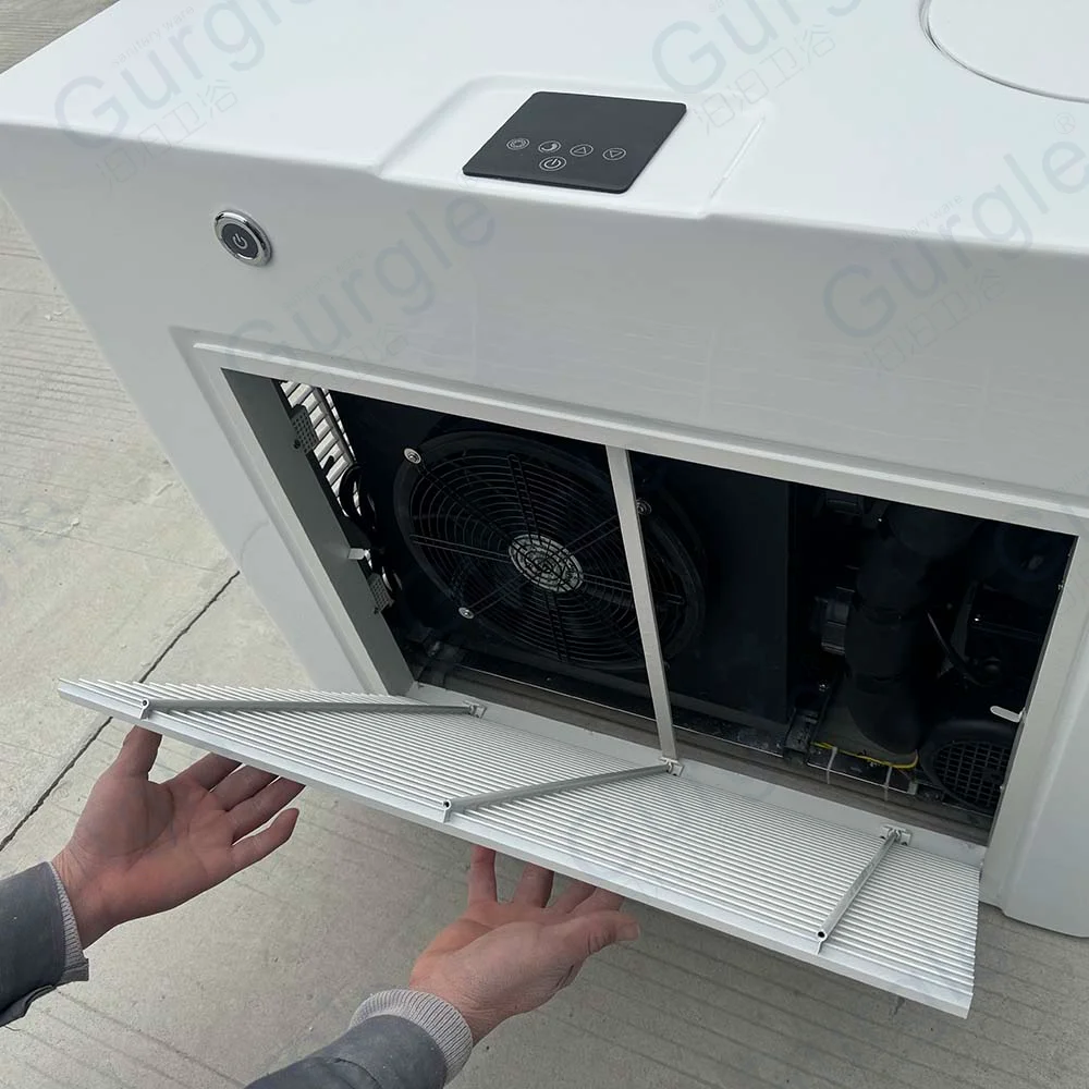 Acrylic Square All In Cold Plunge Tub Ice Bath With Chiller Together One Piece Ice Bath Chiller With Pump