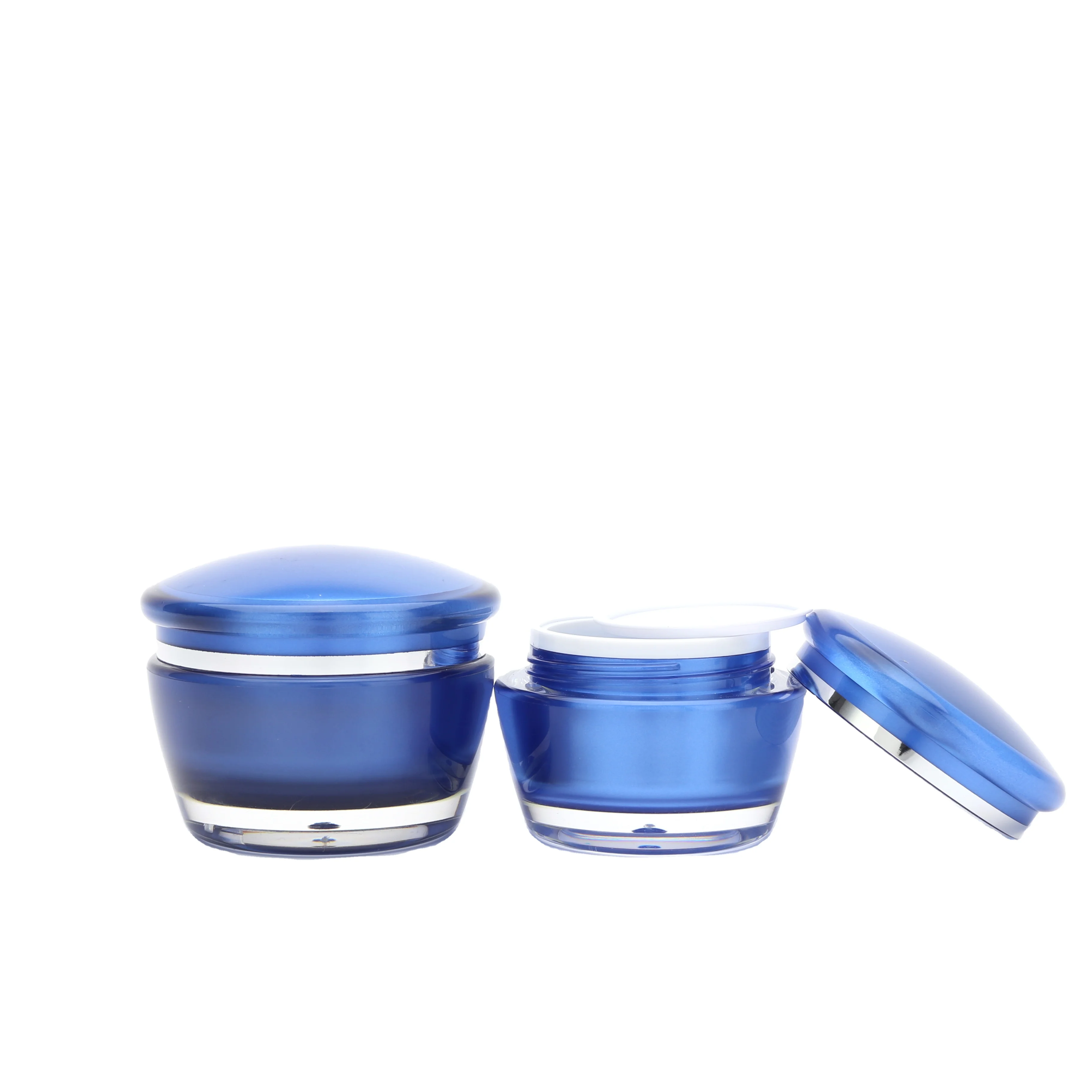 Luxury acrylic Jar  Plastic 15g 30g 50g Bule Cosmetic Jar For Cream Skin Care Packaging Container