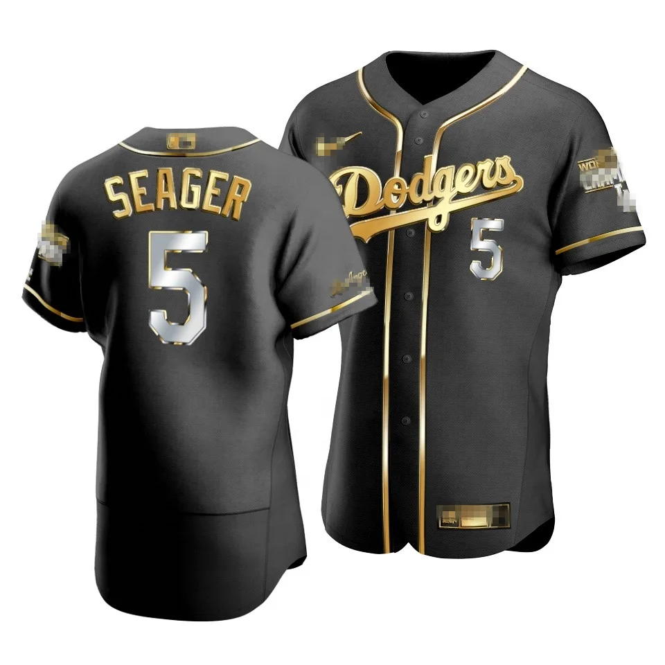 Drop Shipping OEM NO MOQ Mens Womens Kids Los Angeles D odgers Black Gold Letters Baseball Uniform Baseball Jersey