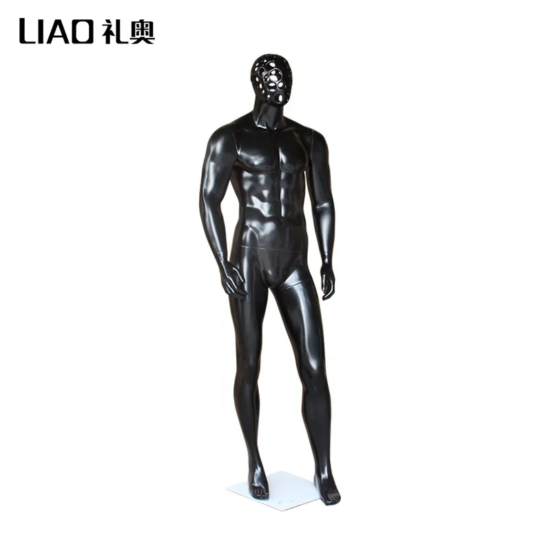 Customized fashion abstract head black male mannequin full body for clothes store