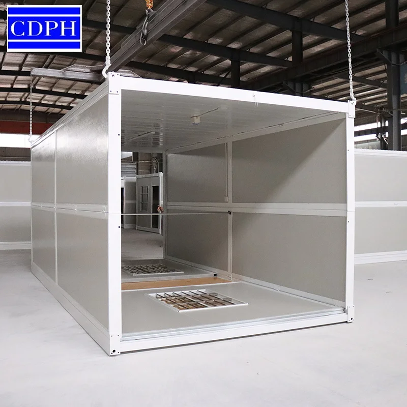 China Folding Fast fold out Flat Pack Prefabricated 20ft 40ft Foldable Portable Modular Tiny Container Houses Homes Camps