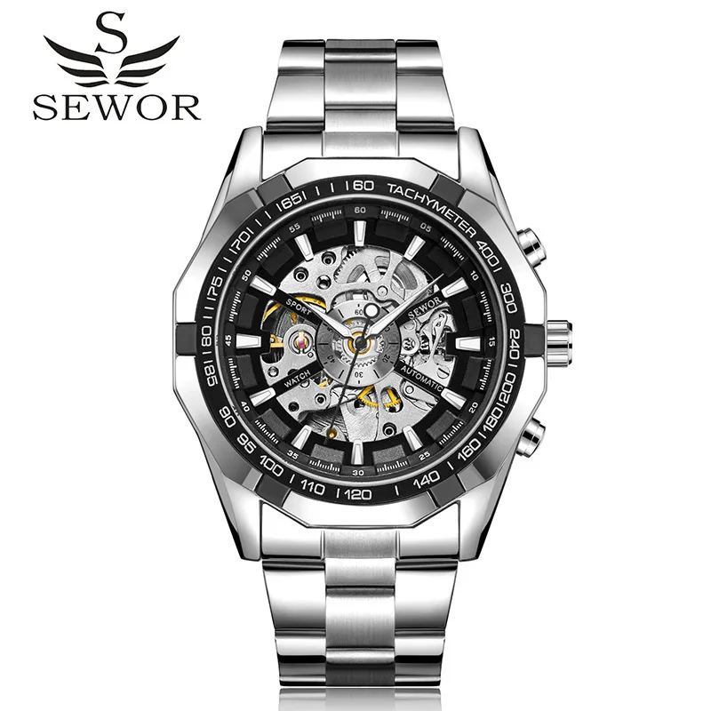 SEWOR Swarky Hollow Mechanical Automatic Waterproof Watch Foreign Hot Selling Cross-border Men