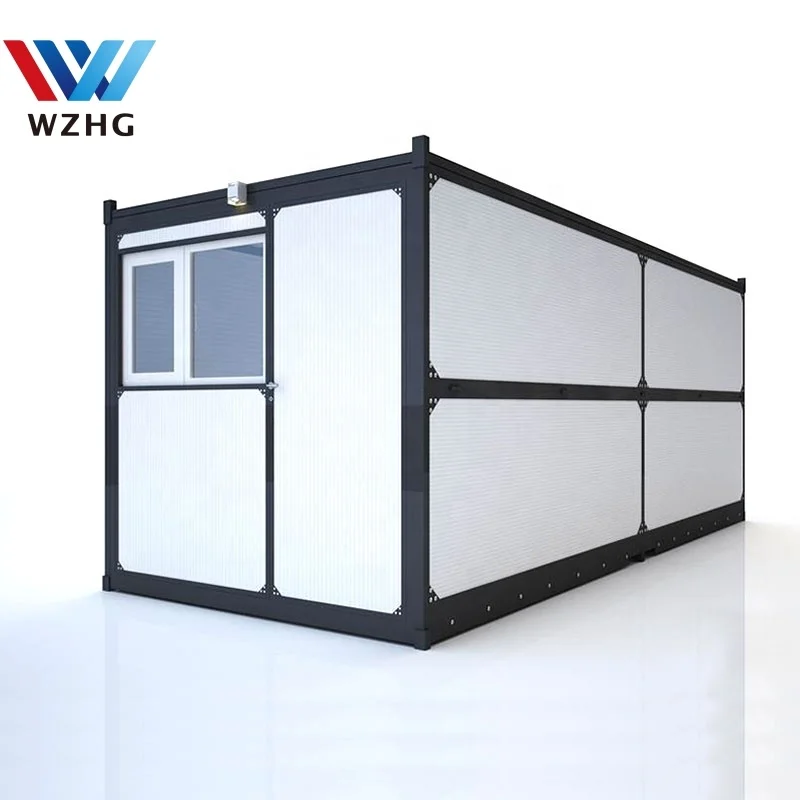 Prefabricated container collapsible folding houses come with septic hook up insulation heating electric ships from wzh