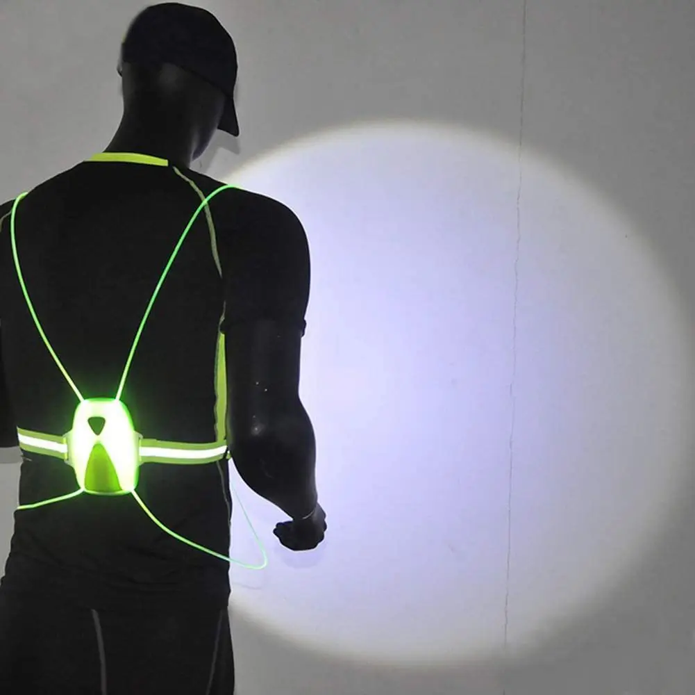 LED outdoor waterproof USB rechargeable running safety vest warning night running light vest wearable flashlight