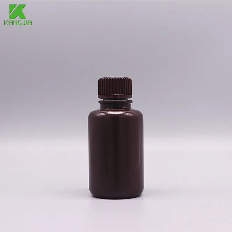 Коричневые лабораторные бутылки с узким горлышком HDPE 60 мл круглые