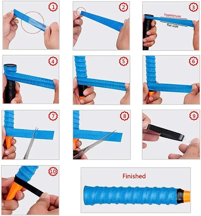 Tennis Racket Grip Tape Badminton Grip Tape with Anti Slip Perforated Super Absorbent Pu Racquet Handle Grip Pro Overgrip