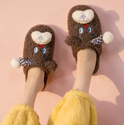 LESLIDES Warm Indoor Slippers Bear Fashion Men Houses Slides Slippers Raccoon Fox Turkey Fur Woman Slipper