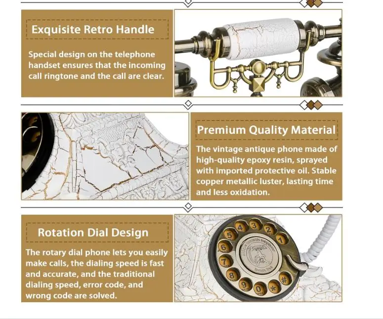 Antique Phone European Style Vintage Telephone Retro Landline Telephones Decor Old Fashioned Phones Home Office Hotel Decoration