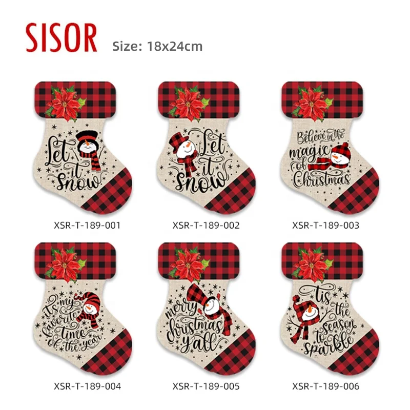 Wholesale Christmas Socks Shape Ceramic Trivet Custom Sublimation Tile Trivet With Cork Tableware  Heat Insulation pad