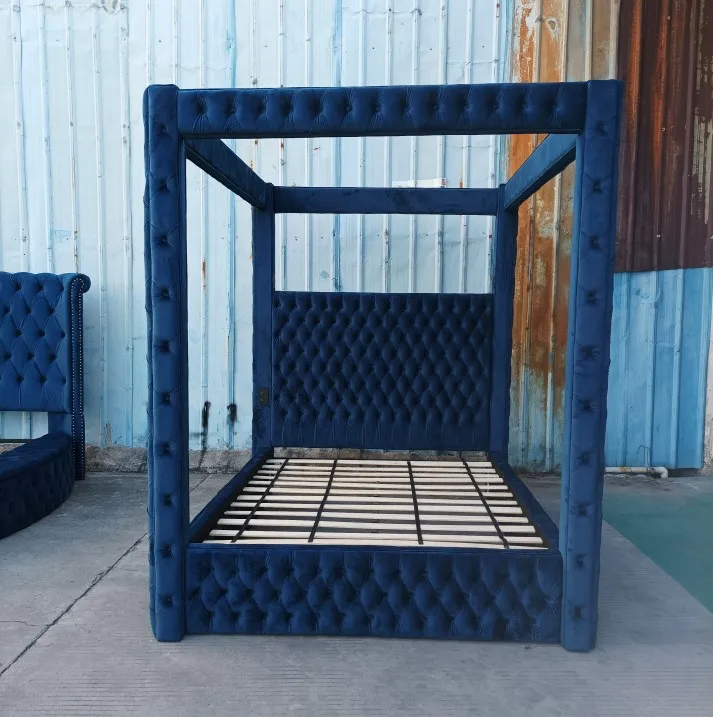 Romantic Luxury King Size Bed Frame Canopy Bed Frame Full Size Upholstered California King Bed