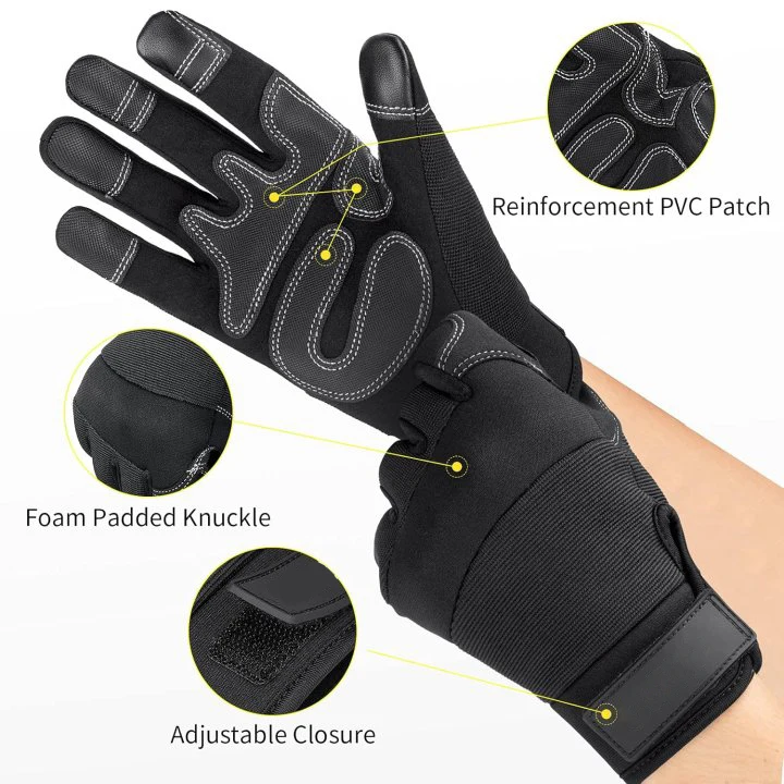 SONICE Factory Durable Microfiber Fabric Gardening Gloves Synthetic Leather Work Mechanic Glove for Men Women