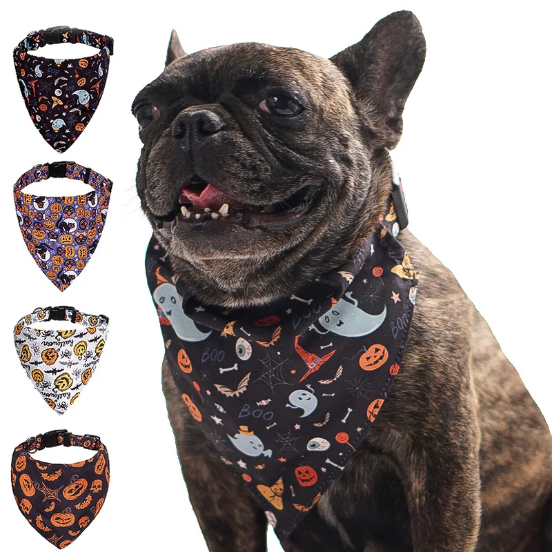 2024 New Dog Bow And Bandana Adjustable Detachable Halloween Bandanas For Different Dogs Sizes