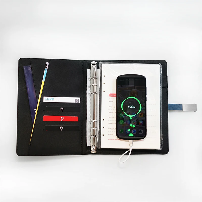 Lork New Year Corporate Gift Notebook  Powerbank with USB flash Drive Phone Pocket A5 Digital Planner Diary