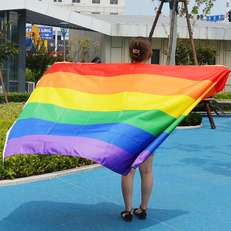Wholesale Rainbow Banners 100% Polyester Light Flying Outdoor Indoor Lesbian LGBT Flags Gay Pansexual Progress Pride Flag