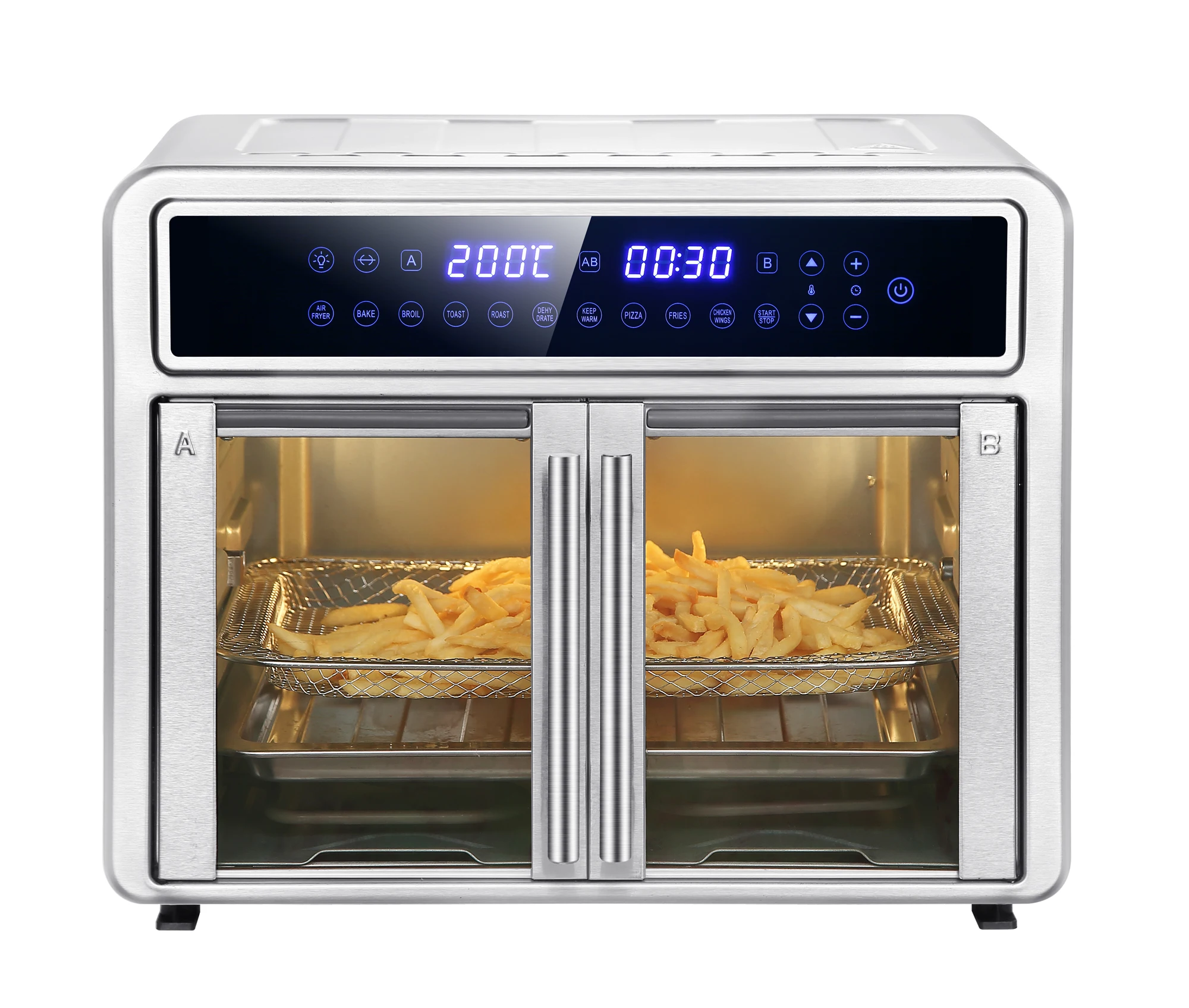 OEM SERVICES 26 QT Extra Large Air Fryer, Convection Toaster Oven with French Doors, Stainless Steel