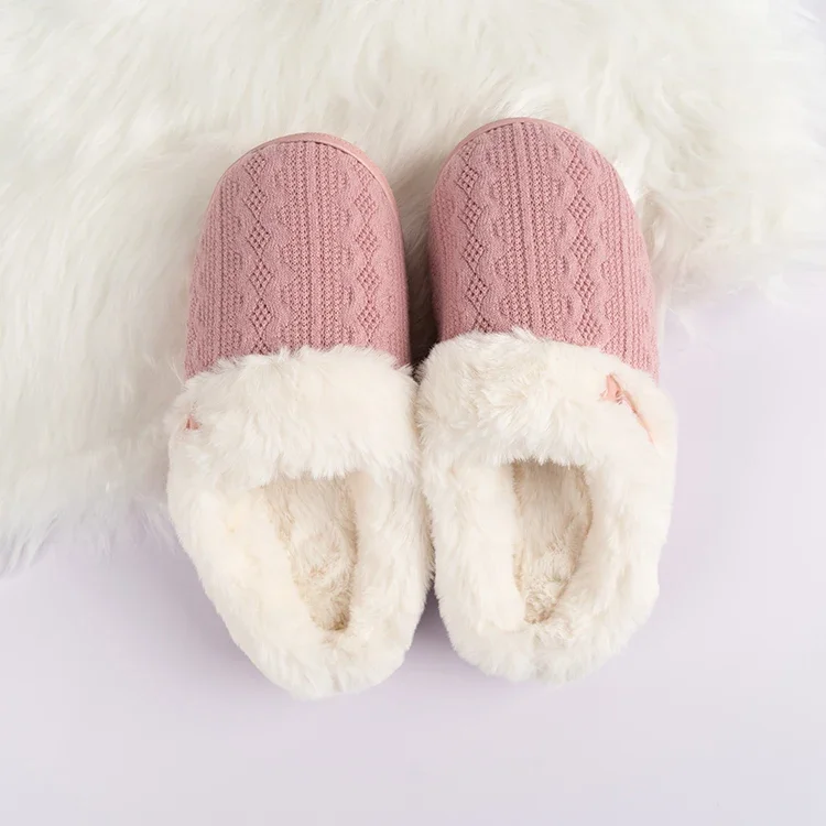 The most popular customizable simple plush slippers winter warmth thickening ladies slippers