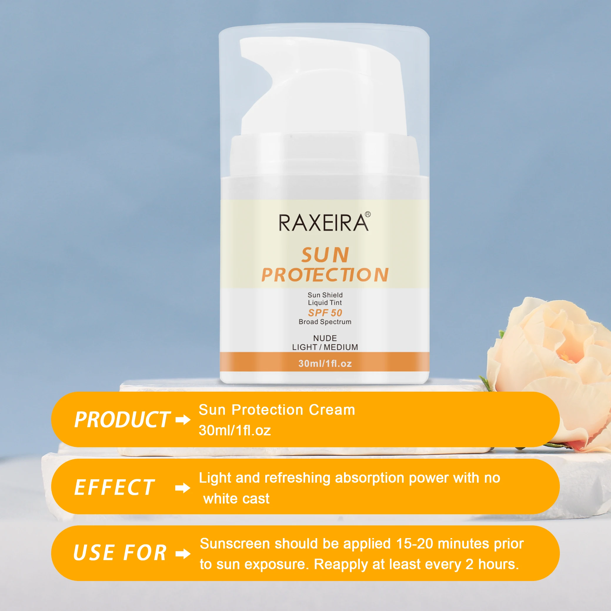 Private Label Sunblock Spf 50 Tinted Sunscreen Cream For Sun Protection