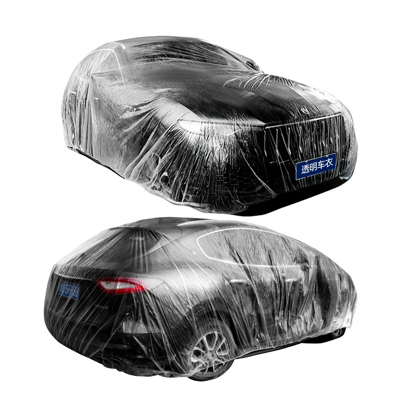 Disposable Clear Plastic Car plastic transparent thickening waterproof cars cover
