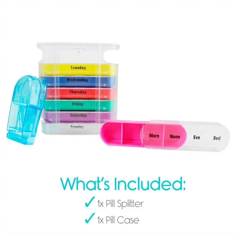 4 Compartment Pills Storage Box 7 Day Medicine Tablets Organizer Container Case
