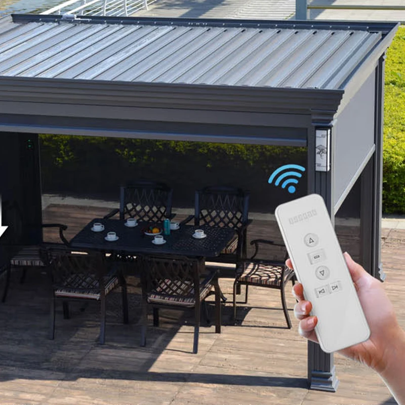 Manufacture SPA Gazebo Pergola Aluminium Pavilion Outdoor Gazebo with Curtains Enclosed Pergola