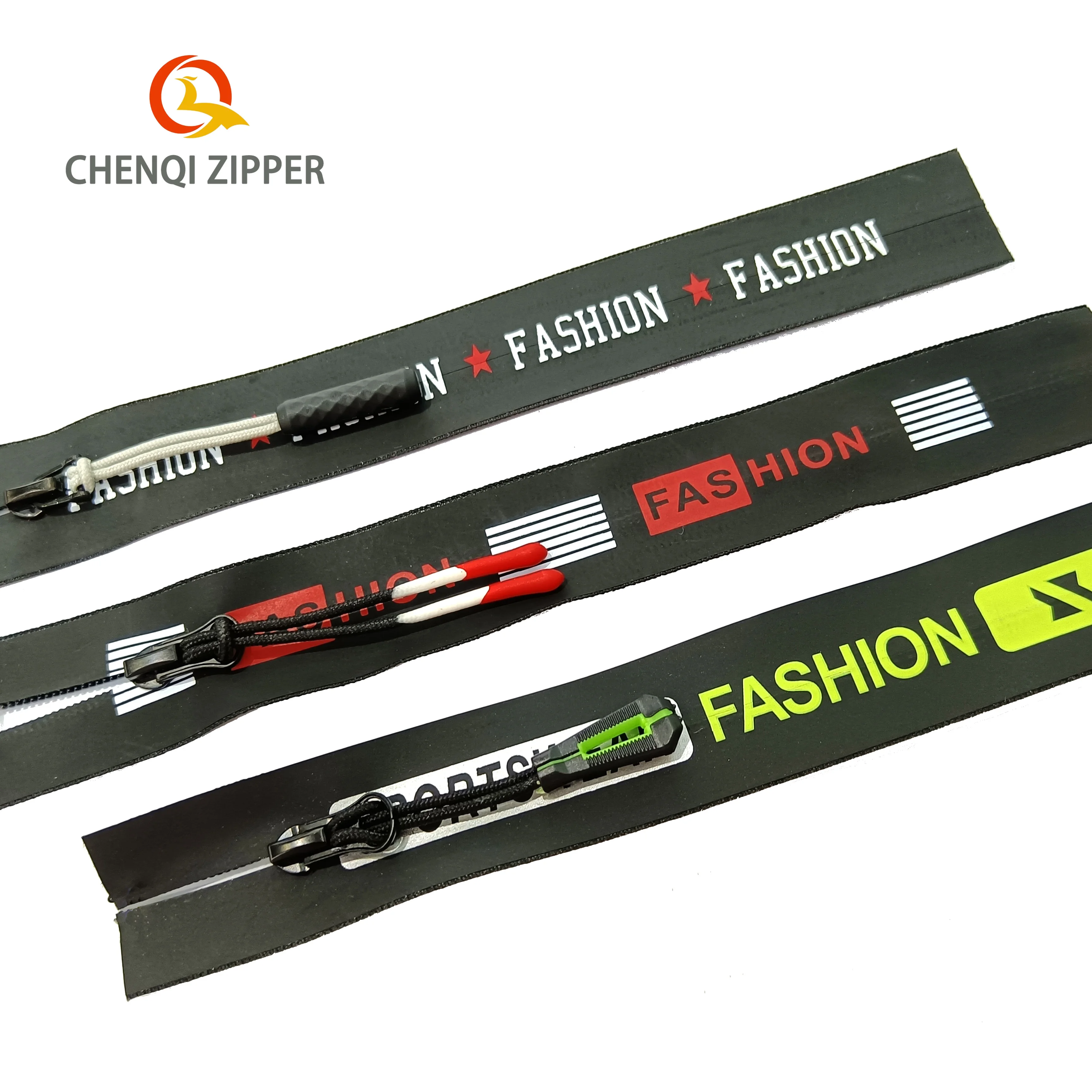 Tape Zippers 3# 5# 7# Garment Garment Custom Image Word Printing Sewing Waterproof Nylon PU Plastic Fast Delivery Clothes Zip
