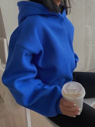 Pullover Hoodie for Women High Waist Short Crop Hoodies Women Clothing New Style Long Sleeve Causal Hoodies Hooded Casual Winter