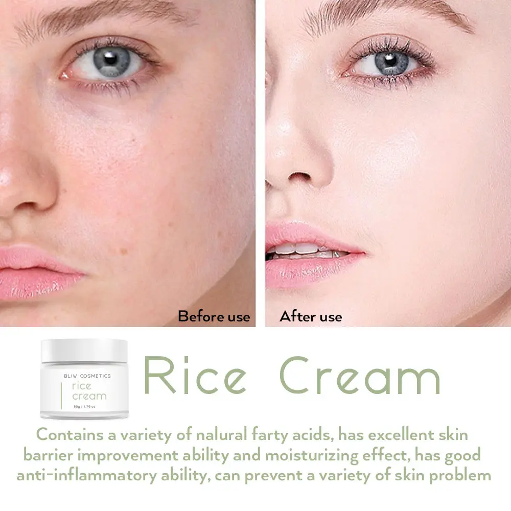 Korea Private Label 50g Rice Cream Moisturiser Whitening Lightweight And Non-greasy Vegan Rice Face Cream Rice Milk Cream