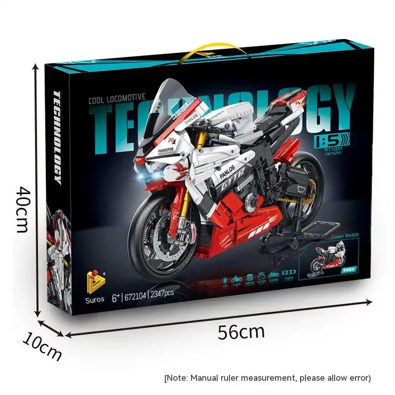 Panlos 672104  Racing Motorcycle1:5 Building Blocks Set MOC Yamaha R1 Track Edition with LED Light Puzzle Assmbly Bricks Toys