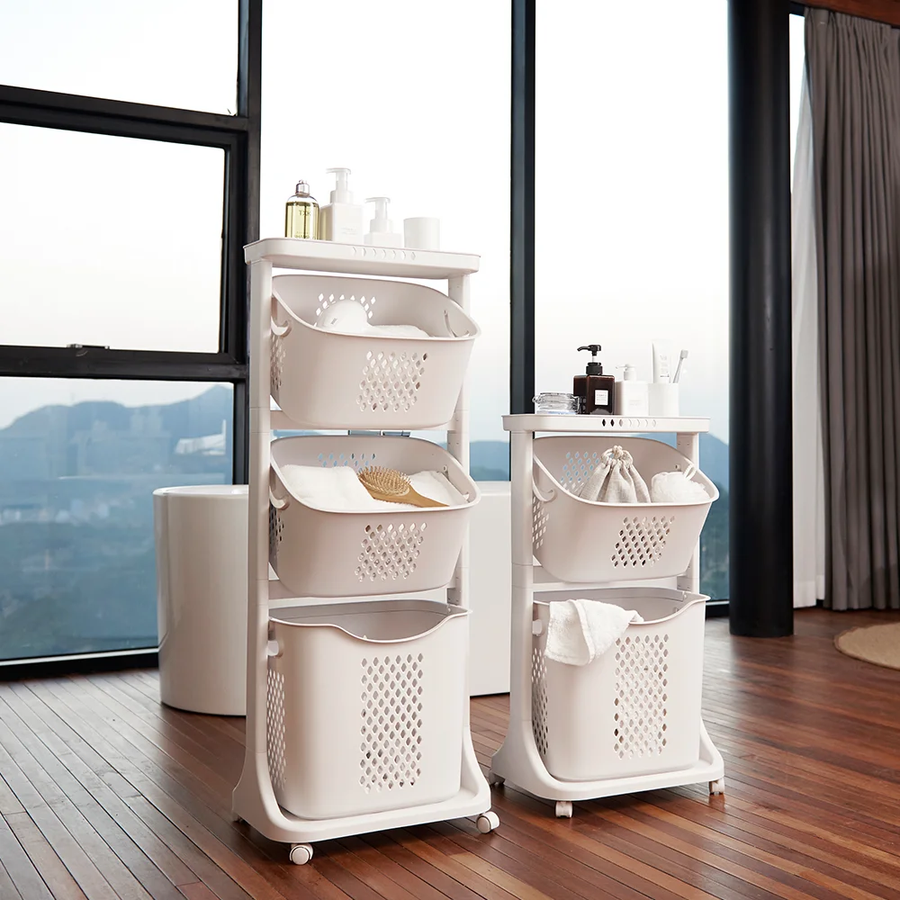 
2019 new eco friendly pp plastic triple laundry basket 