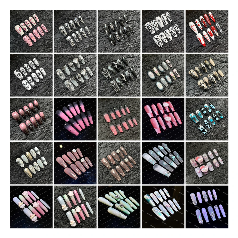 Super Flash Press on Nail 2023 Press on Nails and Lashes Sets Style Crystal Luxury Hot Sale Customized Nails Art Acrylic Finger