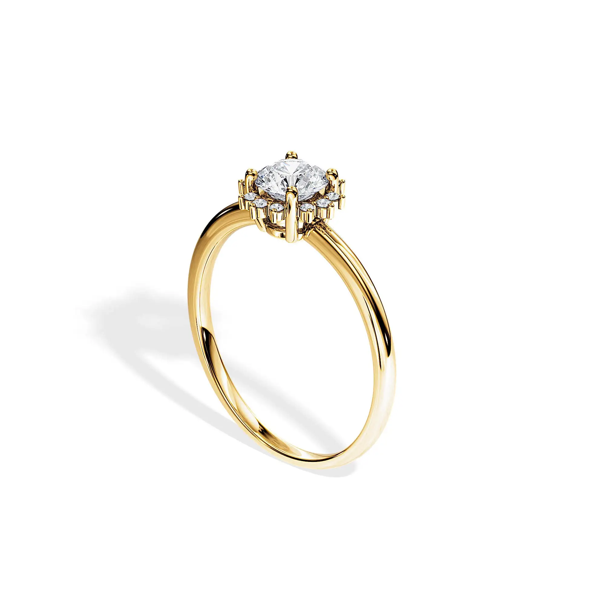 0.5 Carat Lab Grown Diamond Ring Snowflake Diamond Ring Halo Ring 14K 18K Gold Engagement Diamond