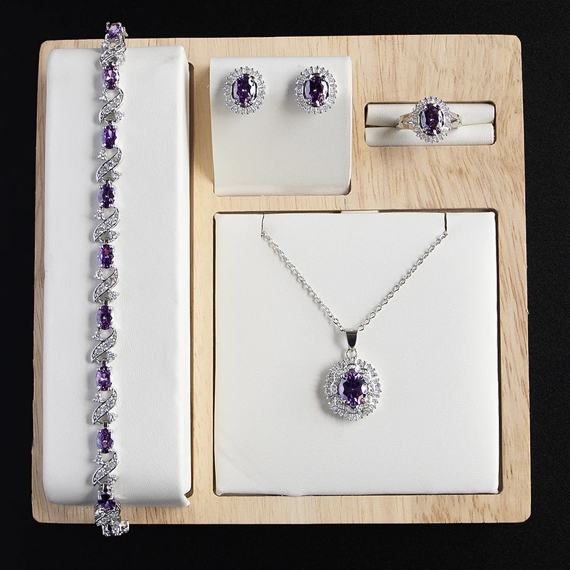  Necklace Female Fashion Star Stud Earrings Set Jewelry Four Leaf Clover Weekly Korean
