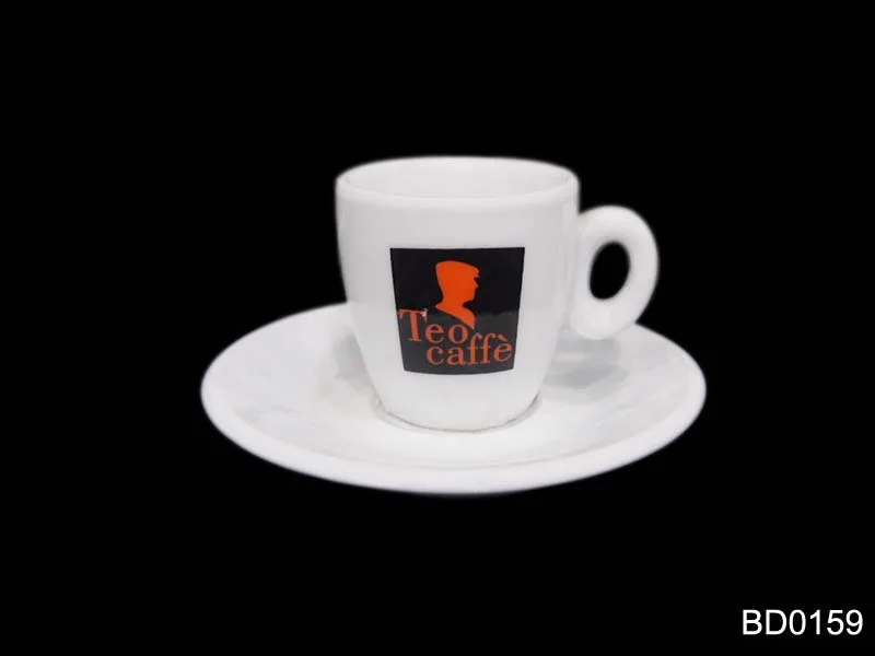 60ml mini porcelain modern coffee cup and saucer with decal for vending