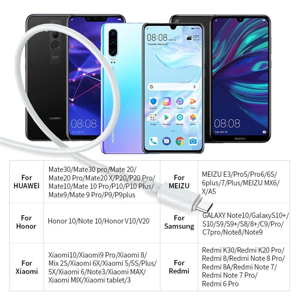 android multimedia 3a 2m 3.1 quick data 2.4a charging usb chargers cable type c fast type a to type c cable