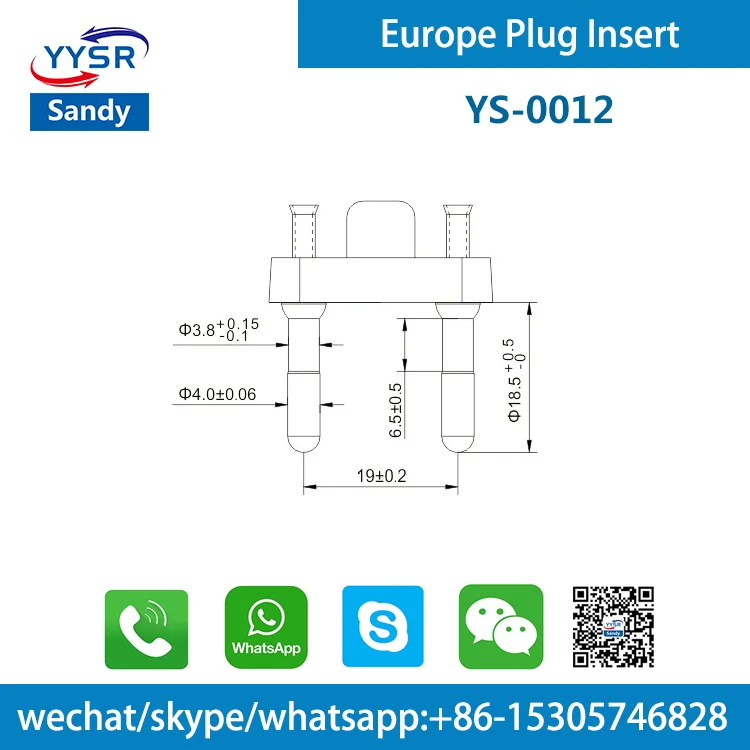 YS-0012 European plug ( euro 2 pin power plug )