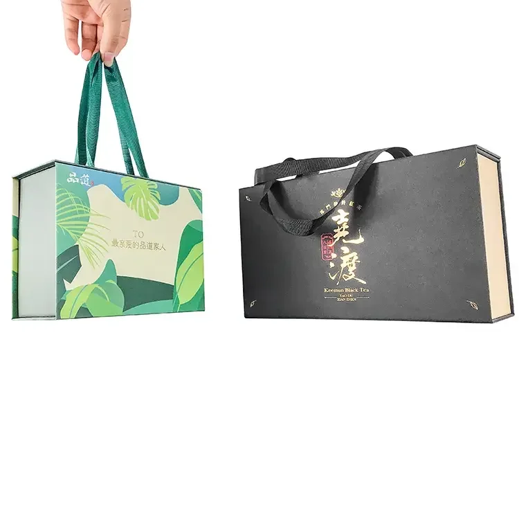 Wholesale luxury cardboard custom folding storage paper gift packaging magnetic closure box with ribbon