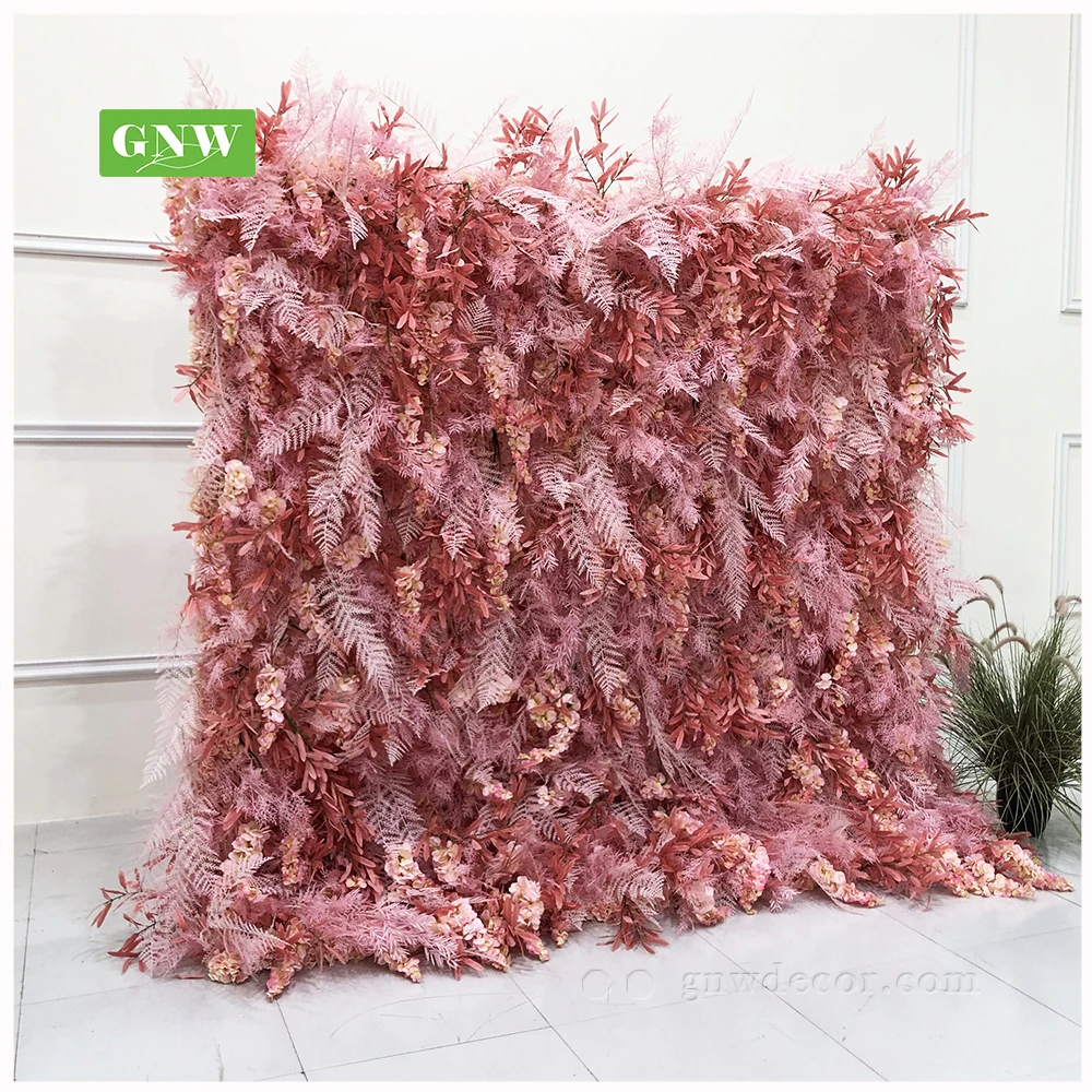 GNW Roll Up Flower Wall Blush Pink Photography Backdrop Stage Flowers For Wall Decoration