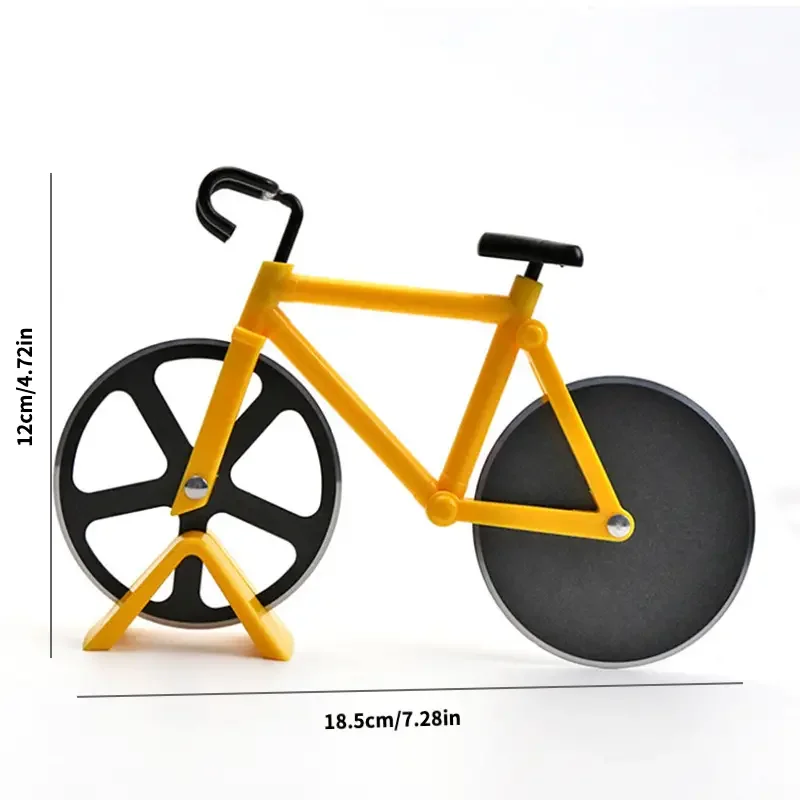 Creativity Bicycle Pizza Cutter Wheel Non-stick Dual Cutting Wheels Stainless Steel Bike Pizza Slicer Bicycle Shape Pizza Cutter